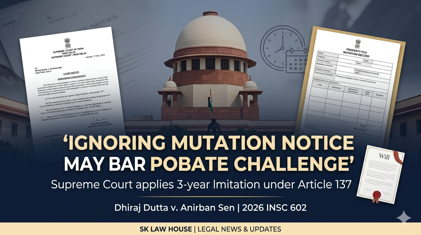 Ignoring Mutation Notice Can Defeat Probate Challenge: Supreme Court Rules Revocation Plea Time-Barred